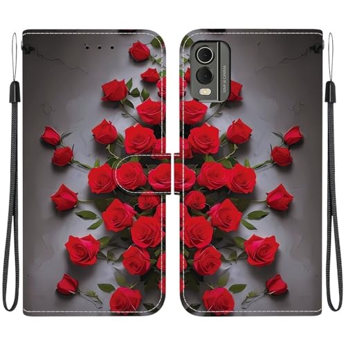 Étui Sony Xperia 10 VII rose rouge housse portefeuille cuir à rabat antichoc