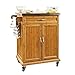 SoBuy® Luxus-Carrito de cocina con piso de acero, estantería de cocina,carrito de servir de bambú de alta calidad L66xP45xA90cm,FKW13-N,ES