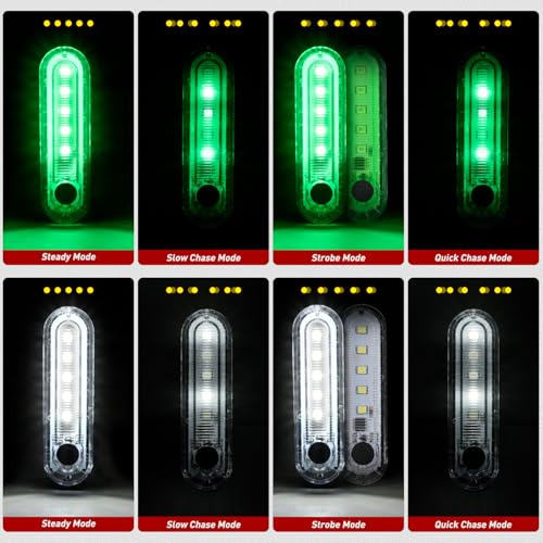 Image of Nilight Marine Boat Navigation Light 4PCS Red Green Port Starboard White Stern Lights Four Mode Waterproof Rechargeable Warning Safety Lamp for Skeeter Yacht Pontoon Trailer Truck Bike Backpack Helmet