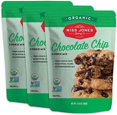 Miss Jones Baking Organic Cookie Mix, Non-GMO, Vegan-Friendly, Packed with Morsels: Chocolate Chip (Pack of 3)