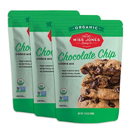 Miss Jones Baking Organic Cookie Mix, Non-Gmo, Vegan-Friendly, Packed With Morsels: Chocolate Chip (Pack Of 3)