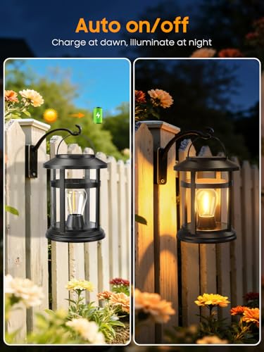 Image of Solar Lantern Outdoor Waterproof, 2 Pack Bright Hanging Solar Lights for Outside Decorative, Upgraded Solar Powered Lanterns LED Lighting for Garden Patio Porch Decor Gifts (Warm Light)