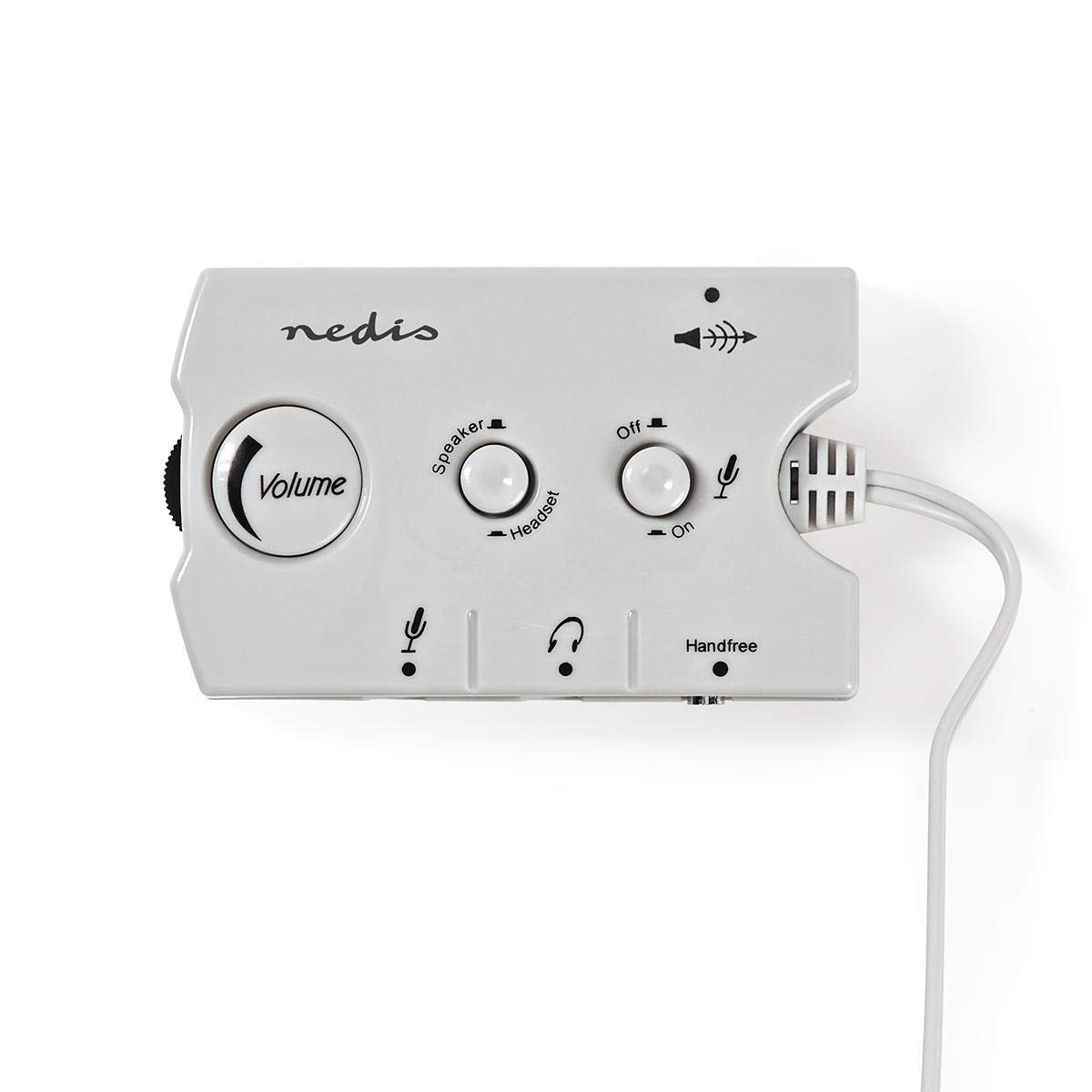 Nedis - Analogowy przełącznik audio - wtyczka 2 x 3,5 mm - gniazdo 3 x 3,5 mm - gniazdo 2,5 mm - kość słoniowa