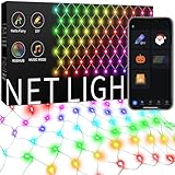 4ft x 18ft Smart Christmas Net Lights Outdoor Mesh Lights, 300 LEDs Bluetooth App Prpgrammable, 105+ Scene Modes, Music Sync, IP44 Waterproof, Timer, RGB Bush Light for Tree Fence Holiday Decorations