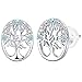 J.MUEN Boucles D'oreille Arbre de Vie pour Femme Argent Sterling 925 avec Zircon Cubique Pierre de Couleur, avec Boite Cadeau