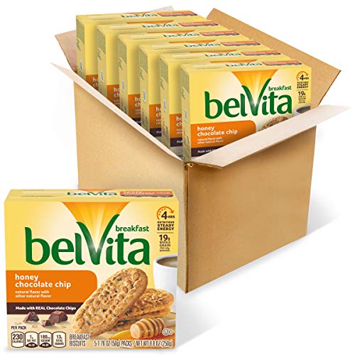 belVita Honey Chocolate Chip Breakfast Biscuits, 6 Boxes (5 Packs Per Box)