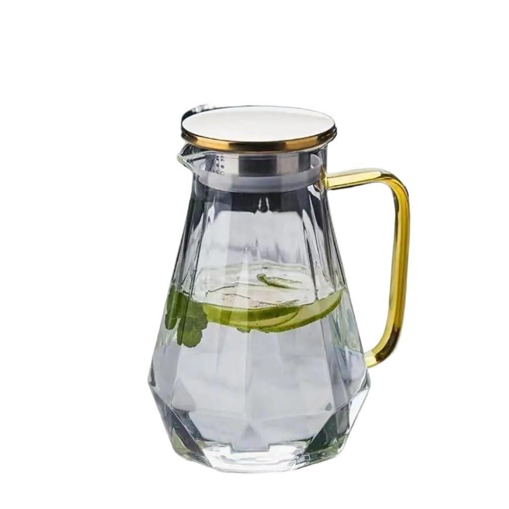 MYUYEE Water Carafe 1Pcs Glass Teapot Hot Cold Water Kettle Transparent Coffee Pot Home Beverage Jug Carafe Glass Pitcher With Handle Water Jugs (Transparent)