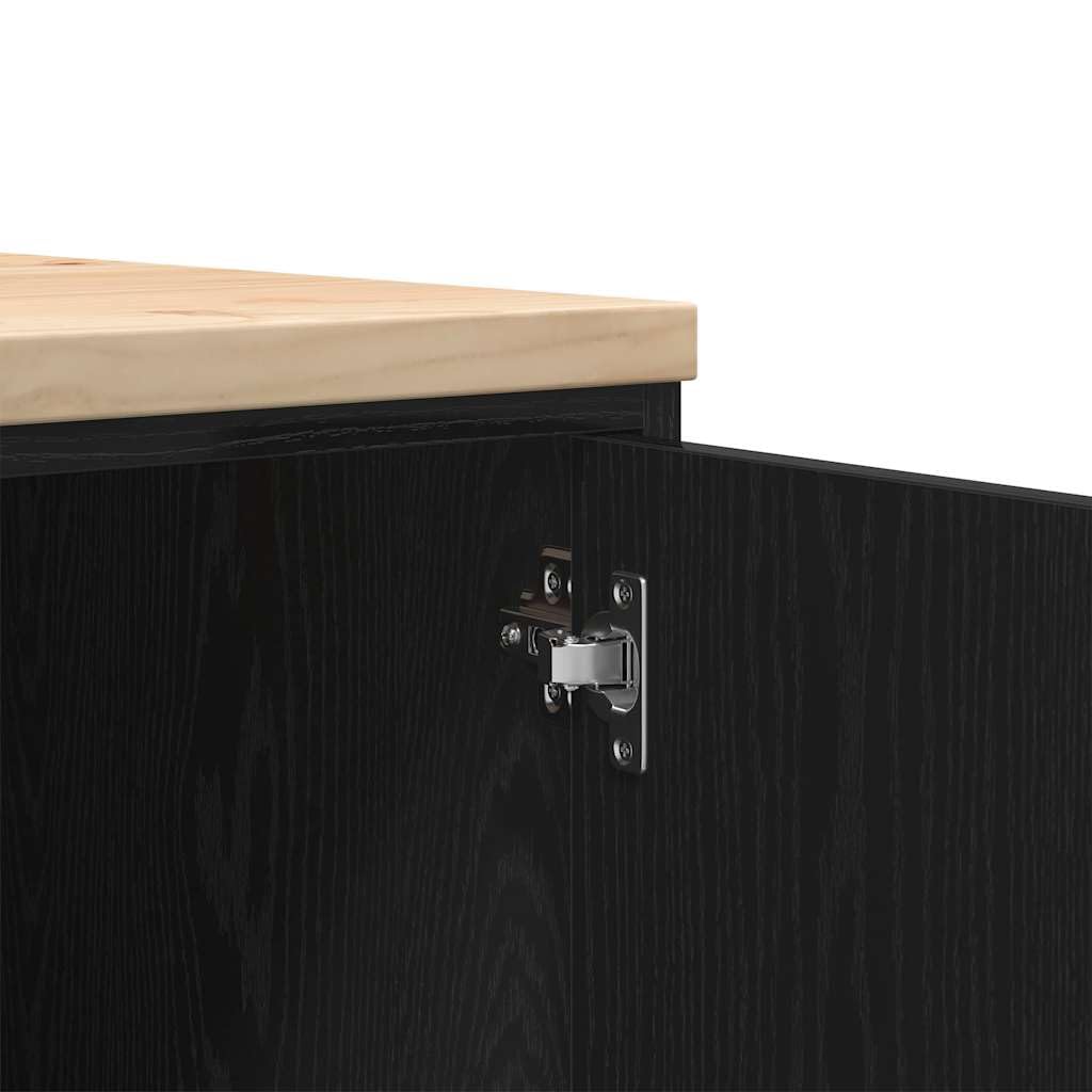 vidaXL Garagen-Aufbewahrungsschrank Schwarz Massivholz Kiefer, Schrank, Werkzeugschrank, Lagerschrank, Garagenschrank, Aufbewahrungsschrank