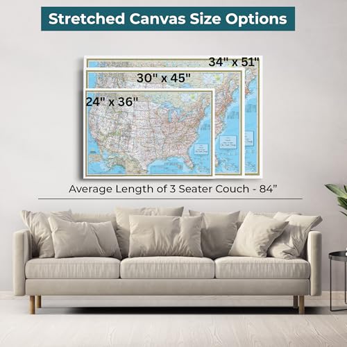Image of National Geographic Classic USA Map with Pins - Personalized United States Travel Map Canvas - Framed Wall Decor - Gallery Wrap - 30 inch x 45 inch