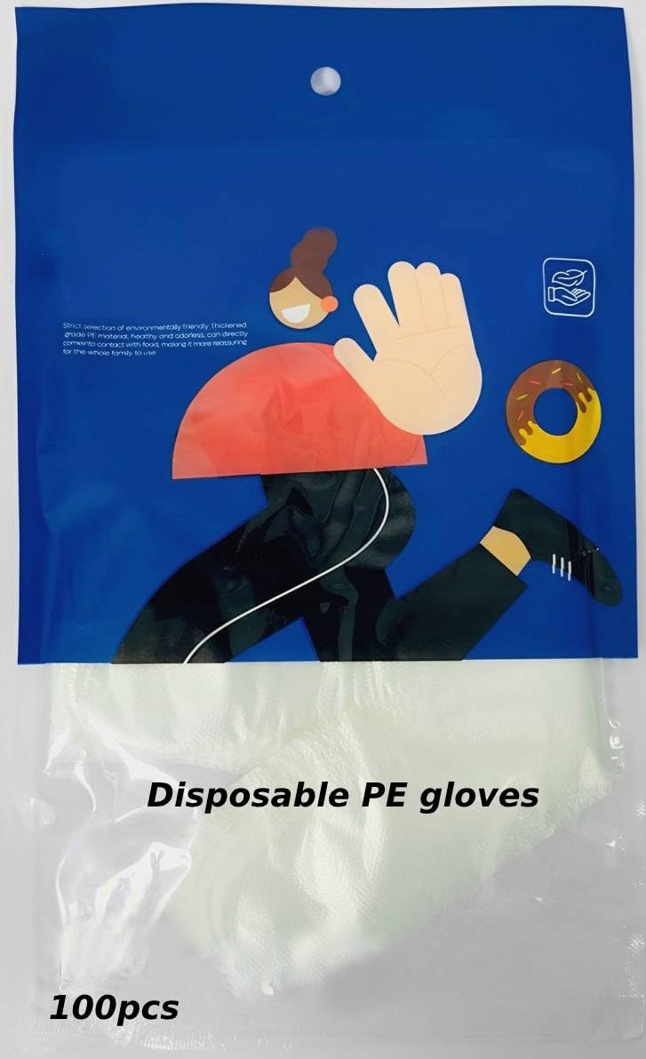 MOMENT 100-Pack P.E Gloves, Clear Plastic, One Size Fits All for Food Prep, Kitchen, Cooking, Food Service, Cleaning - Disposable and Transparent
