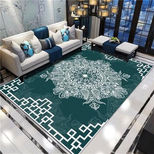 Tapis de salon vert classique 70x140cm rétro rectangulaire - 2