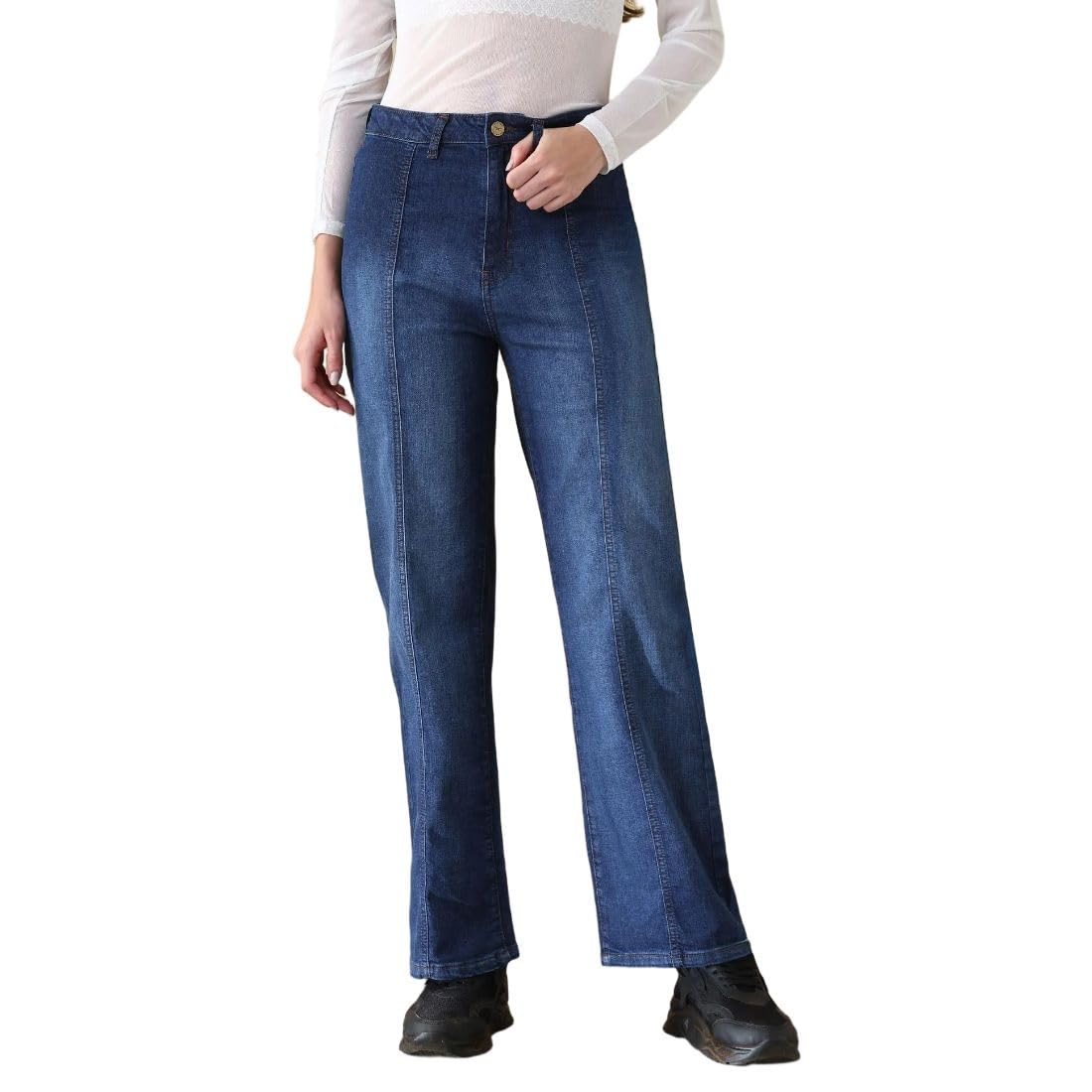 Women's Straight Fit Jeans| Solid | High Rise | Stretchable | Jeans for Woman-image-21