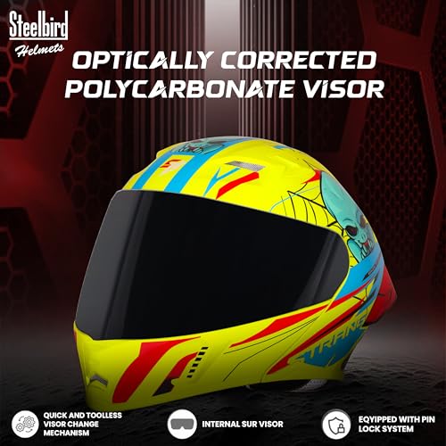 Image of Steelbird SBA-20 Strange ISI Certified Flip-Up Graphic Helmet for Men and Women with Inner Silver Sun Shield
