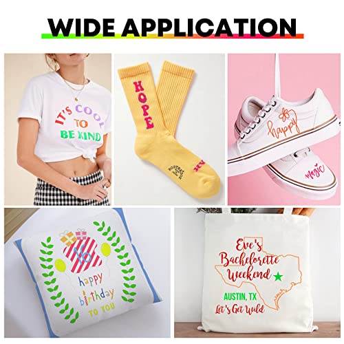 Image of HTVRONT HTV Vinyl Rolls Heat Transfer Vinyl - 12 inch x 8ft Neon Yellow HTV Vinyl for Shirts, Iron on Vinyl for All Cutter Machine - Easy to Cut & Weed for Heat Transfer Design (Neon Yellow)