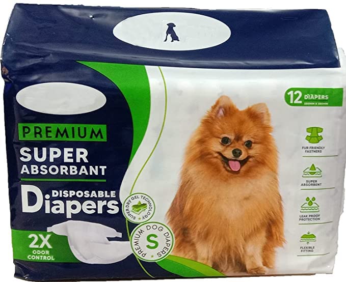 Pups&Pets Pet Disposable Female Puppy, 12 Pieces Dog Diaper/Physiological Pants/Sanitary Cotton Underwear Nappy (280MM X 380MM) - Small Size