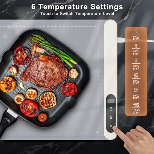 Image of FYY Extra Long Warming Mat for Food - Rapid and Full Surface Heating, 6 Temp Settings, 6H Timer, Rollable Portable Food Warming Mat for Gatherings, Parties, Keep Meal Warm (XXX Large Size, Gray)