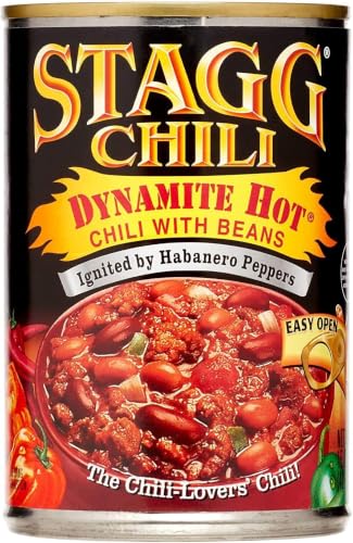 STAGG DYNAMITE HOT Chili with Beans, Canned Chili, 15 Oz (Pack of 5)