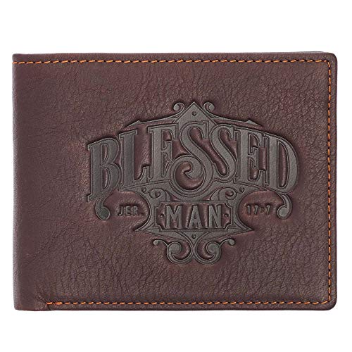 Christian Art Gifts Genuine Leather Wallet for Men | Blessed Man  Jeremiah 17:7 Bible Verse | Quality Classic Brown Leather Bifold Wallet | Christian Gifts for Men, Blessed Man Collection