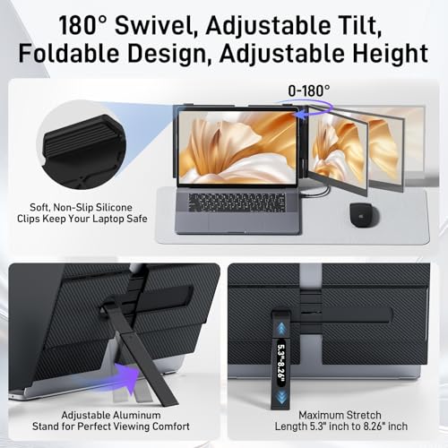 Image of Vixtan Laptop Screen Extender 15.3 inch FHD 1080P Portable Dual Monitor | 1.7lbs Ultra-Light & Ultra-Slim, USB-C Plug & Play No Driver, Fits 13-17 inch Laptops, Win /MacOS /Chrome /Android, Aluminum Alloy