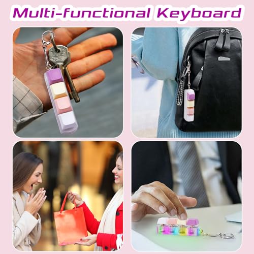 Image of Keyboard Fidget Toys Adults Fidget Keyboard Clicker with LED Light Keychain Sensory Toys for Anxiety Stress Relief (Macaron1, 4 in 1)