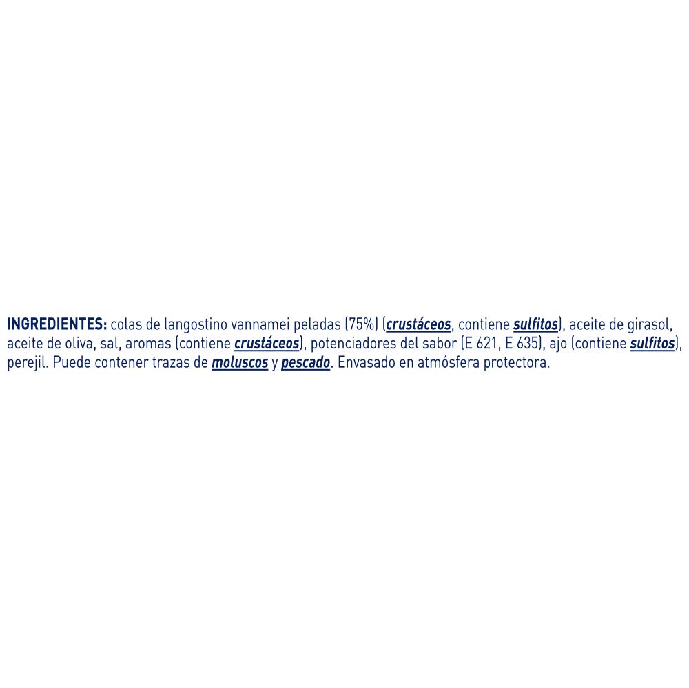 Colas de Langostino al Ajillo - Aguinamar - Pack de 8 Envases de 105 gr cada uno