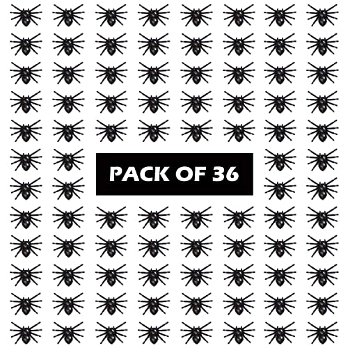 AKH 36 Spooky Black Halloween Spiders | Realistic Plastic Spiders | Halloween Decorations