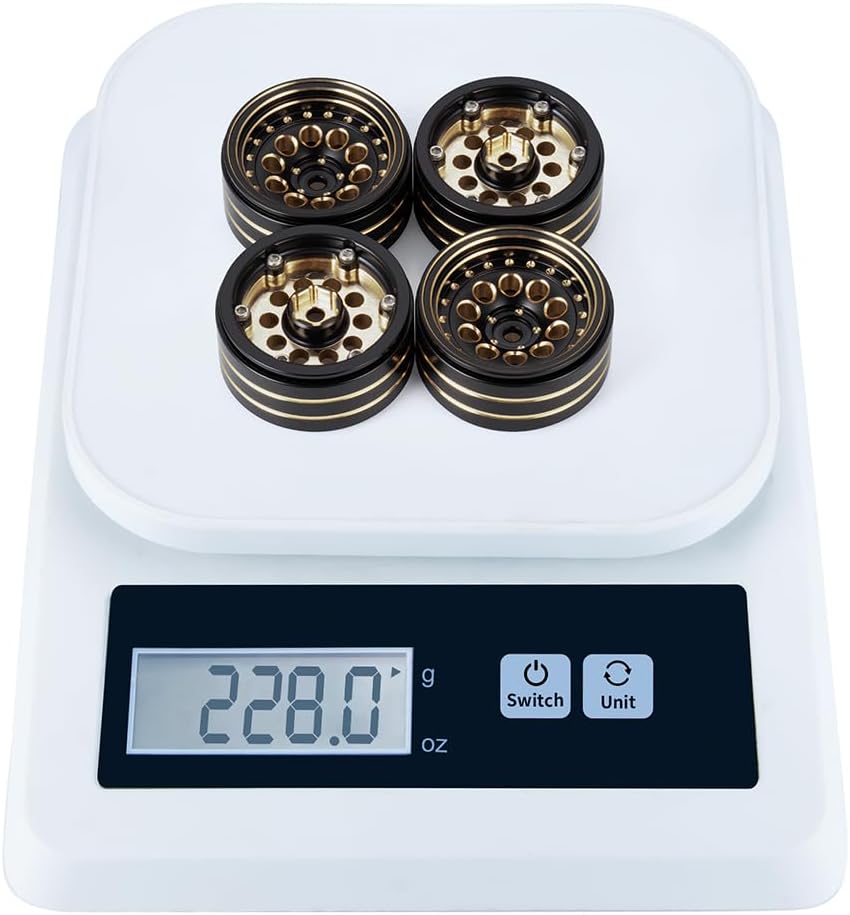 4PCS/1set Brass 1.3" RC beadlock Wheels Rims 228g for 1/18th TRX4M 1/24th AXIAL SCX24 RC Crawler Car Upgrade Parts (Black)