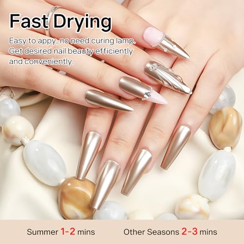 MIZHSE Gold Nail Polish,Metallic Nail Polish,15ml Quick Dry Champagne Metal Effect Chrome Nail Polish 3D Mirror Effect No Need UV Lamp For DIY Nail Art At Home Salon Manicure - Image 4