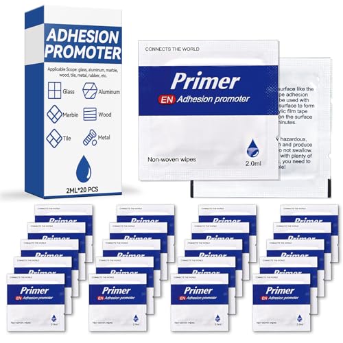 20 Pcs Adhesion Promoter for Plastic Professional Adhesive Promoter Metal Plastic Adhesion Promoter Enhancing Bond Strength of Double Sided Mounting Tape & Molding Tape