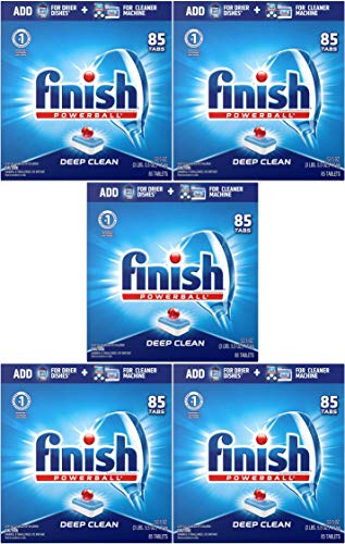 Finish - All in 1-85ct - Dishwasher Detergent - Powerball - Dishwashing Tablets - Dish Tabs - Fresh Scent Pack of 5