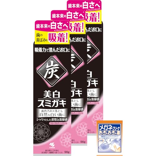 スミガキ 【まとめ買い】美白 炭粒(炭・シリカ)配合 歯を白くするハミガキ フローラルティーミントの香り 90g×3個(おまけ付き) 【Amazon.co.jp限定】のサムネイル