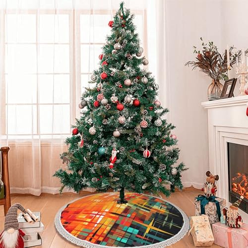 Jupe de sapin de Noël 121 cm à pompons colorés tapis grand format