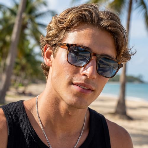Image of CARFIA Retro Sunglasses for Men Polarized UV400 Protection, Hand-crafted Acetate, 60s Style Square Cool Sun Glasses