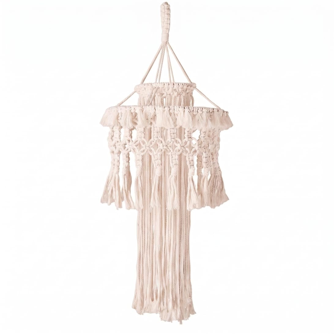 Xoeryoy Boho Lamp Shade, Macrame Lamp Shade Handwoven Boho Lampshade – Natural Fiber Hanging Light Cover For Home, Dorm & Decor, Style-2