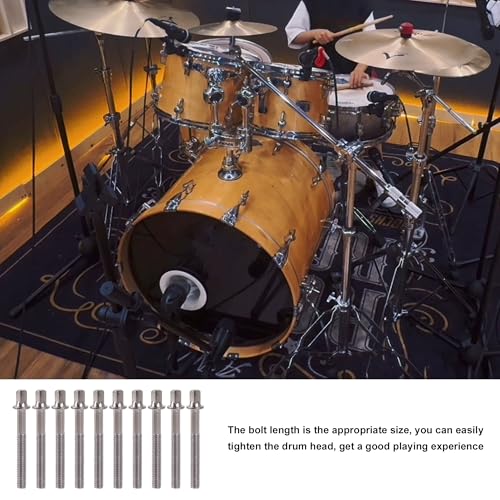 Etfbuy 10 piezas de tornillos plateados para batería jazz, tornillos de montaje para caja y bombo, accesorios de reemplazo para percusión, 6x45 mm miniatura 7