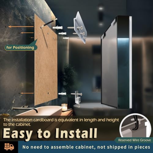 KWW LED Lighted Bathroom Medicine Cabinet with Sockets & USBs, Defogger, Dimmable, 3 Color Light Makeup Mirror, Easy to Install, Wall Mounted Cabinet (Left Hinge, 21 * 28) - Thumbnail 6