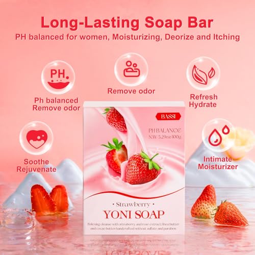 Image of Feminine Wash & Yoni Oil & Yoni Soap Set for Women, Yoni Wash for Vaginal Ph Balance Remove Odor Moisturizing, 5.07 Feminine Wash & 2 Fl.Oz Organic Essential Oil & 3.53oz Feminine Care Soap Strawberry