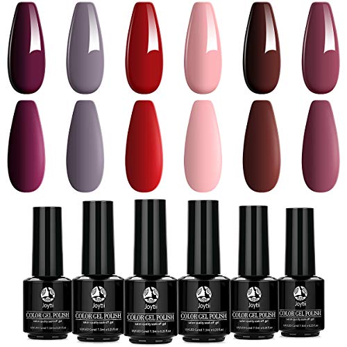 Joytii Gel Nail Polish - 6 Colors No Wipe Glossy Nail Gel Polish