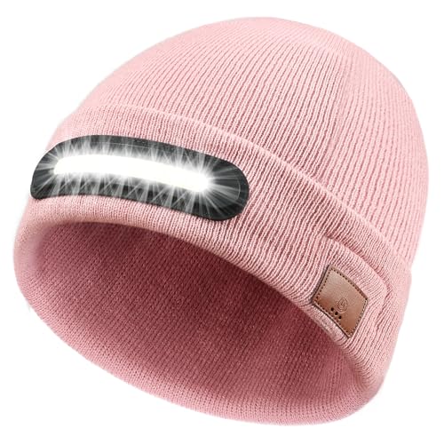 Image of LED Beanie with Light, Unisex USB Rechargeable Headlamp Beanie Flashlight Beanie Hat for Men Women
