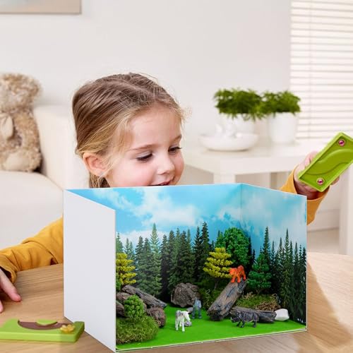 Image of codree 4 Pcs Jungle Style Diorama Box and Fake Grass Decor, Rainforest Diorama Supplies Project Box Set, Cardboard Diorama Kit & Artificial Grass with Double Sided Tapes for DIY Crafts Toys Dollhouse