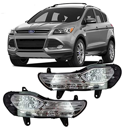 Winjet WJ30-0542-09 2013 2014 2015 2016 Ford Escape Clear Lens Factory Style OE OEM Fitment Replacement Fog Light Set Pair