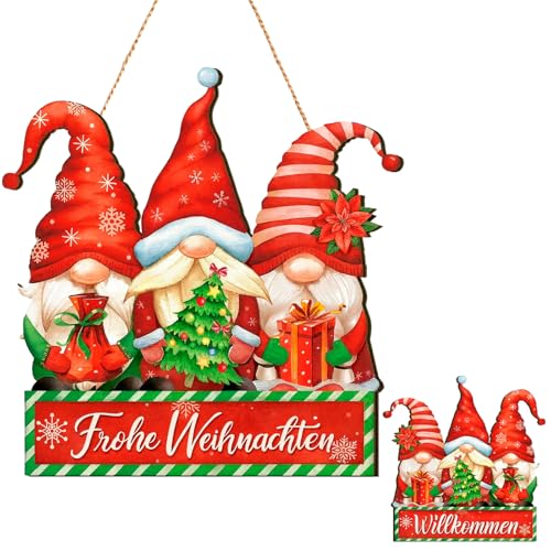 Weihnachten Dekoration, Weihnachtsdeko Holz, Weihnachtsdeko Tür,Roter...