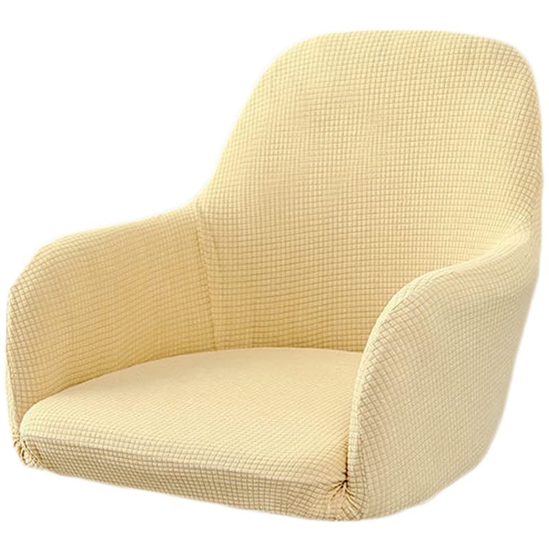 AQIGR Stretch Accent Chair Slipcover Curved Back Accent Kitchen Chair Covers Modern Arc Shaped Armrest Counter Height Bar Stools Covers Wing Back Chair Protector (Color : Light yellow, Size : 1PC)