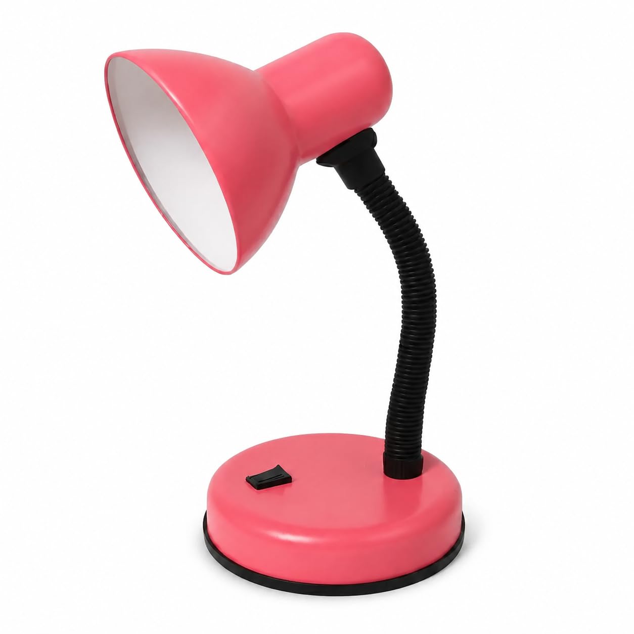 DUAS Study Desk Lamp with Flexible Neck E27 40W – Adjustable Steel Table Light for Reading, Study, Office, Home – Flicker-Free, Stable, Modern Design – Red, Blue, Black, White Colours (Pink)