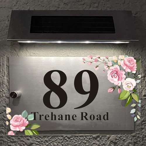 Door Number Plaques for Wall | House Numbers Plaques Outside Door | Composite Aluminium Black House Sign Plaque Numbers | Road Name Doors Sign | 195mm X 130mm (Design 5, Solar House Number-1)