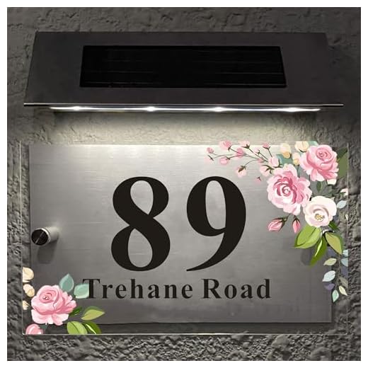 Personalised House Numbers Plaques Road Plate Plaque Door Numbers Street Name House Sign Address Signs Glass Effect Acrylic for Wall & Door Modern Signs Outside Decor (Design5)