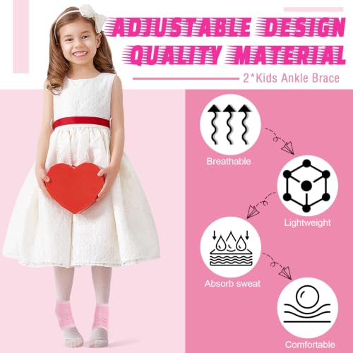Image of Tarpop 4 Pairs Kids Ankle Brace Set Foot Support Stabilizer Wraps Protector Guard Knitted Ankle Sleeve Sock Support Compression Socks for Injury Prevention (Medium,Pink)