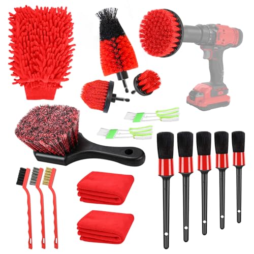 Car Detailing Kit, 18Pcs Reliable Car Cleaning Kit Includes Various of Soft-bristled Car Detailing Brushes for Cleaning Interior, Exterior, Wheels, Dashboard