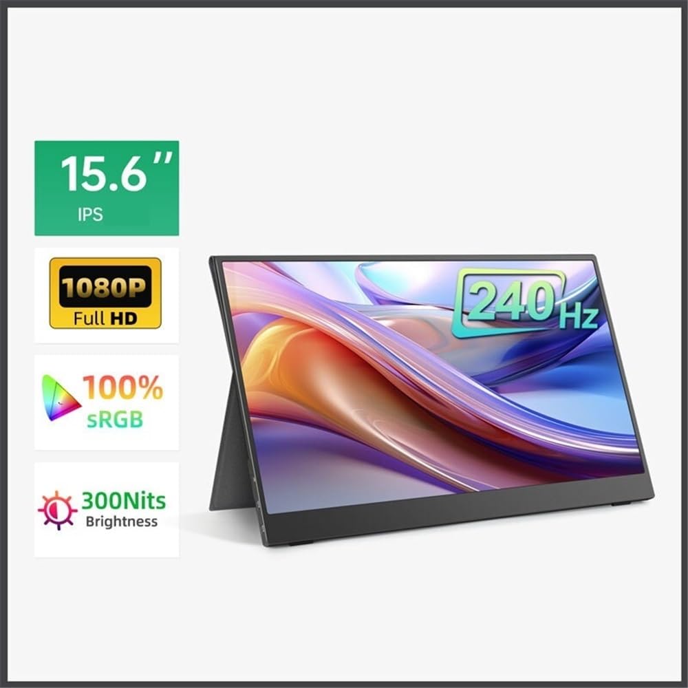 Monitor da viaggio FHD 1080P 240HZ 15,6 pollici for laptop, cornice ultrasottile, schermo portatile Monitor per Smart Working