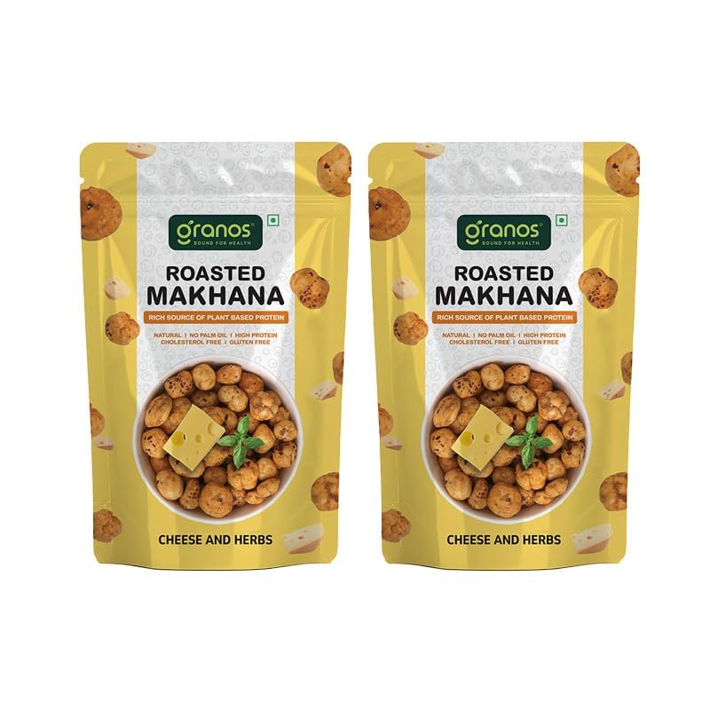 Granos Roasted Makhana Cheese and Herbs 60g, Roasted & Crunchy Fox Nuts, High Protein Puffed Lotus Seeds, Healthy & Gluten-free Snack, No Palm Oil, Rich in Calcium, Trans-Fat Free (Pack of 2)-image-43